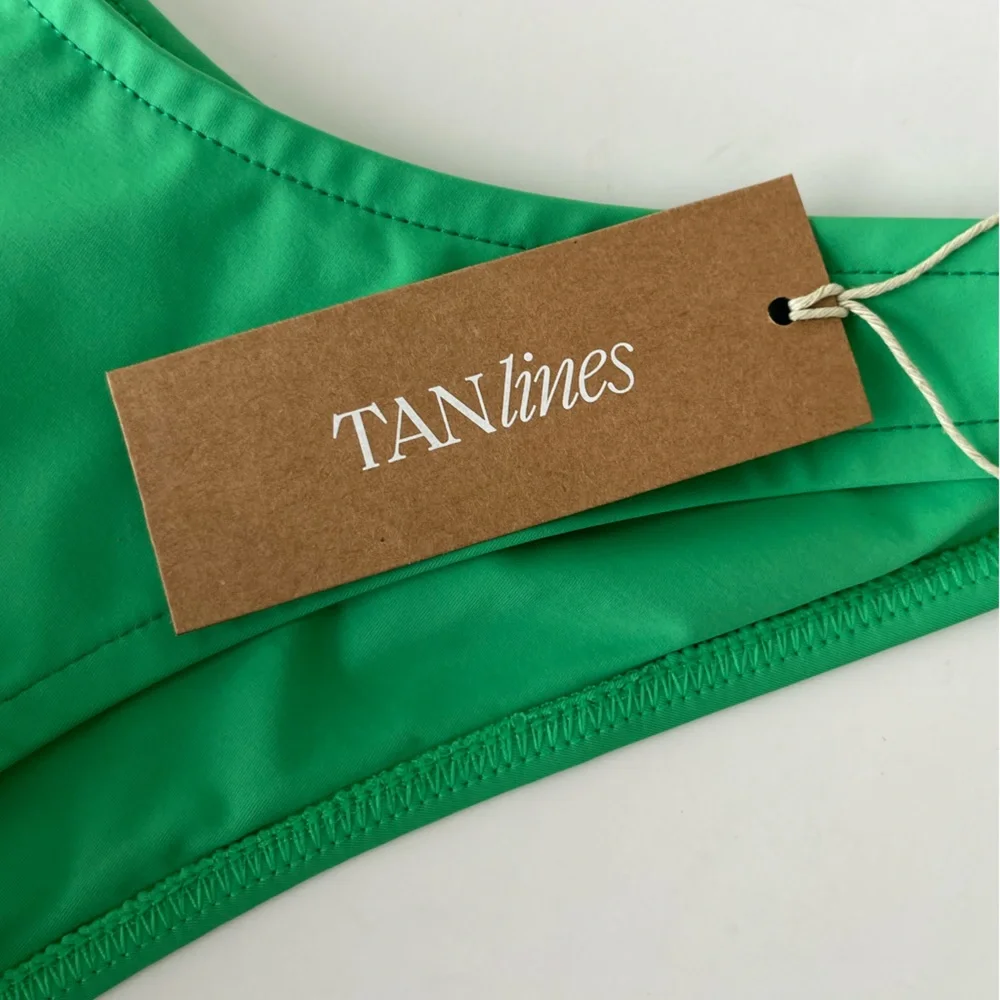 Tan Lines by Sivan Ayla Fiji cheeky bikini bottom green NWT small - Picture 6 of 8